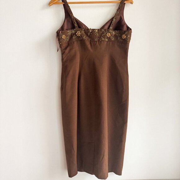 Michale Kors Made in Italy 2006 Raw Silk Beaded embroidered Bodycon Dress 8 - Picture 5 of 12